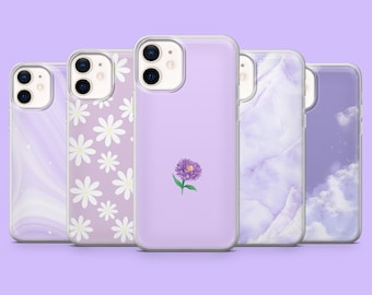 Coque de portable violet clair pour iPhone 15, 14, 13, 12, 11, Samsung S24Ultra, S23FE, S22, A15, A54, A25, A14, Pixel 8