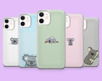 Funda para teléfono con diseño de koala kawaii para iPhone 17e, 17Pro, 16Pro, 15, 14, 13, 12, Samsung S26Ultra, S25Fe, A17, A16, A56, Pixel 10A, 9