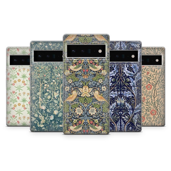 Étui pour téléphone William Morris Arts and Crafts Art déco pour Google Pixel 8A, 8Pro, 7Pro, 7A, 6A, Samsung S24, S23Fe, A25, A15, A54, iPhone 15