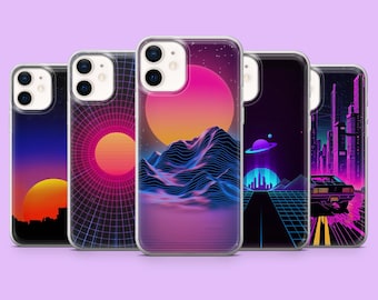 Funda Vaporwave Retro Synthwave para iPhone 17e, 17Pro, 16, 15, 14, 13, 12, Samsung S26, S25, A56, A17, A16, Pixel 10A, 10Pro, 9A