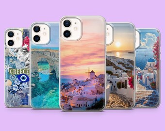 ästhetik Griechenland Handyhülle Küsten Vibe Abdeckung für iPhone 17e, 17Pro, 16, 16Pro, 15, 14, 13, Samsung S26Ultra, S25, S24, A16, Pixel 10a, 9A
