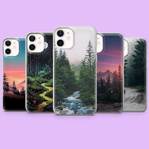 Nature Phone Case Mountains Forest Trees Cover for iPhone 16 Pro, 15, 14, 13, 12, Samsung S25, S24, S23FE, S22, A16, A55, A25, Pixel 9, 8A