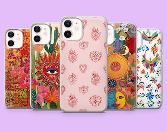Mexican folk art Phone Case Sacred Heart Cover for iPhone 17, 17Pro, 16, 15, 14, 13, 12, Samsung S26, S25, S24, A17, A16, A56, Pixel 10A, 9A