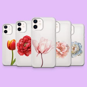 Klare Handyhülle mit Blumenmuster, leicht, für iPhone 16Plus, 15, 14, 13, 12, 11, Samsung S25, S24, S23, S22, A16, A55, Pixel 9