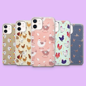Kip telefoonhoesje boerderij kip schattig haan patroon hoes voor iPhone 16, 15, 14, 13, 12, Samsung S25+, S24, S23, S22, A16, A55, A25, Pixel 9, 8