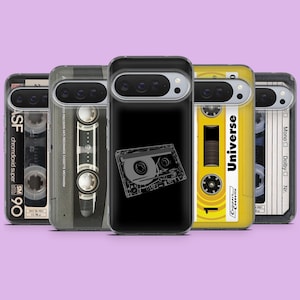 Funda personalizable para teléfono con diseño de casete, compatible con reproductores de casetes, Google Pixel 11, 9A, 9Pro, 8, 7, 6A, Samsung S25, S24, S23, S22, A16 y iPhone 17.