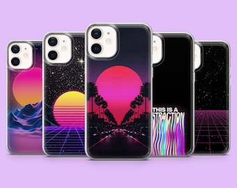 Vaporwave Phone Case Synthwave Retrowave Cover for iPhone 15, 14, 13, 12, 11, Samsung S24Ultra, S23FE, S22, A15, A54, A25, A14, Pixel 8A, 7A