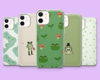 Frog Phone Case Funny Toad Lily Pad Cover for iPhone 17Pro, 17, 16, 15Pro, 14, 13, 12, Samsung S25, S24, S23Fe, A16, A56, Pixel 10, 9Pro, 8A