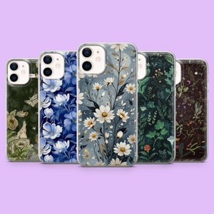 Witchy Floral Handy Hülle Vintage Botanische Hülle für iPhone 16, 15, 14, 13, 12, 11, Samsung S25Ultra, S24, S23, S22, A16, A55, A25, Pixel 9