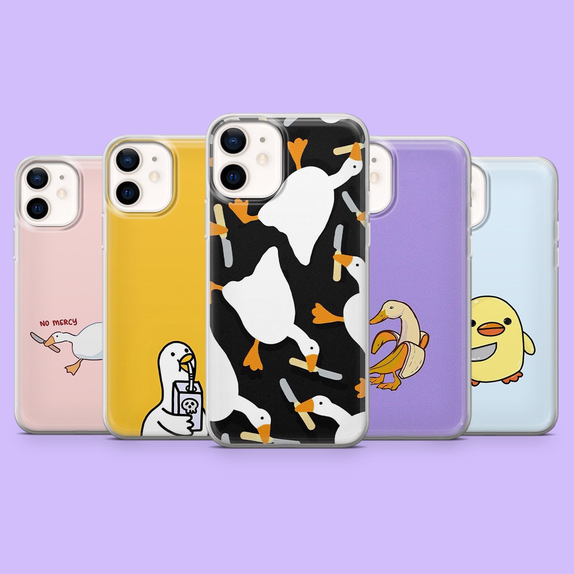 Funny Phone Case Goose Meme Cute Duck Cover for iPhone 17Pro, 16, 16Pro, 15, 14, 13, Samsung S25, S24Fe, S23, A16, A56, Pixel 10, 9Pro, 8, 7