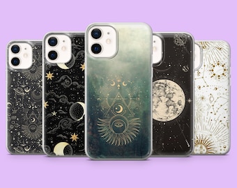 Witch Phone Case Tarot Astrology Planets Stars Cover for iPhone 17, 17Air, 16Pro, 15, 14, 13, 12, Samsung S25, S24, S23, A16, A56, Pixel 10