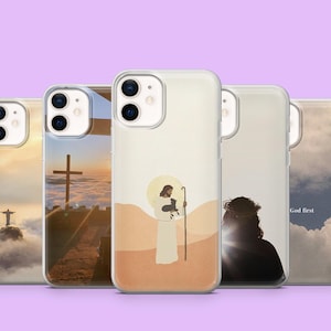 Jesus God Phone Case Catholic Christian Cover for iPhone 17, 17Air, 16Pro, 15, 14, 13, Samsung S25, S24Fe, S23, A16, A56, Pixel 10Pro, 9A, 8