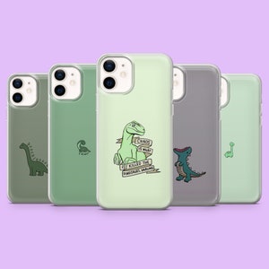 Cute Dinosaur Phone Case Fun T-Rex Simple Dino Cover for iPhone 15, 14, 13, 12, 11,Samsung S24, S23FE, S22, A15, A54, A25, A14, Pixel 8A, 7A