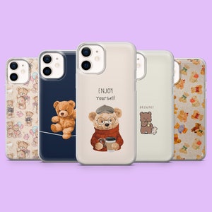 Teddybär Handyhülle Kawaii Bears Niedliche Bären Abdeckung für iPhone 16+, 15, 14, 13, 12, Samsung S25, S24, S23FE, S22, A16, A55, A35, Pixel 9