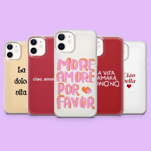 Italienisches Zitat Phone Case Amore Love Letter Cover für iPhone 16, 15, 14, 13, 12, 11, Samsung S25, S24, S23, S22, A16, A55, A35, Pixel 9Pro, 8
