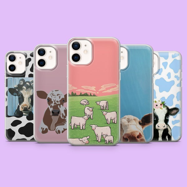 Coque de portable peinture vache Moo Cow Art Farm Cows Cover pour iPhone 15, 14, 13, 12, 11, Samsung S24Ultra, S23FE, S22, A15, A54, A25, A14, Pixel 8