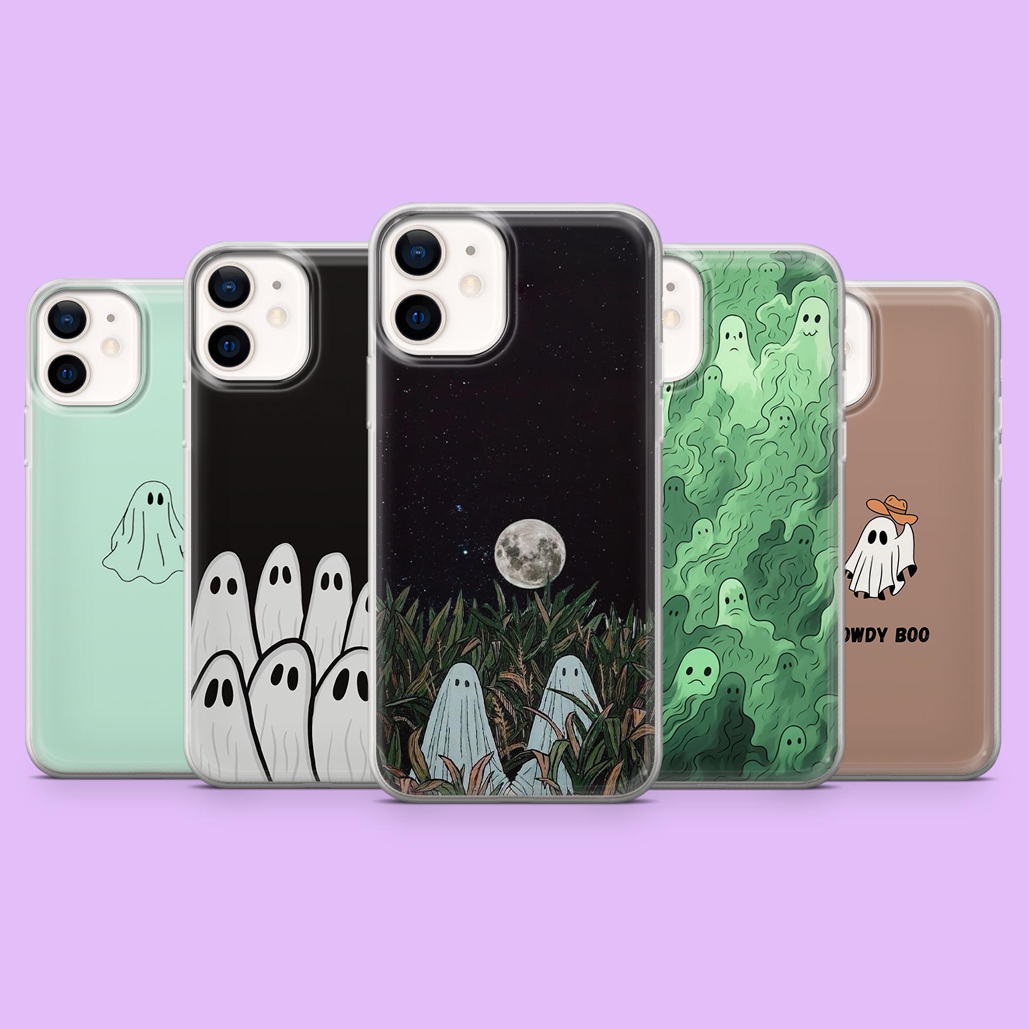 Cute Ghost Phone Case Spooky Vibes Cover for iPhone 17Pro, 17Air, 16, 16Pro, 15, 14, 13, Samsung S25, S24Fe, S23Fe, A16, A56, Pixel 10, 9Pro