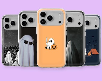 Spooky Ghost Phone Case Scary Halloween Cover for iPhone 17e, 17Pro, 16e, 15, 14, 13, 12, Samsung S26, S25Ultra, A56, A17, A16, Pixel 10Pro