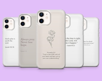 Funda para teléfono con versículo bíblico cristiano para iPhone 17, 17 Air, 16, 15, 14, 13, 12, Samsung S25, S24, S23, A16, A56, Pixel 10 Pro, 9A