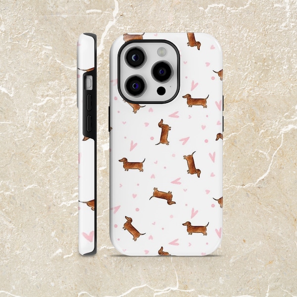 Custodia per telefono resistente bassotto Wiener Dog Cover per iPhone 15, 14, 13, 12, 11, Google Pixel 8,8Pro, 7A, 6A, Samsung Galaxy S24Ultra, S23, S22, A54