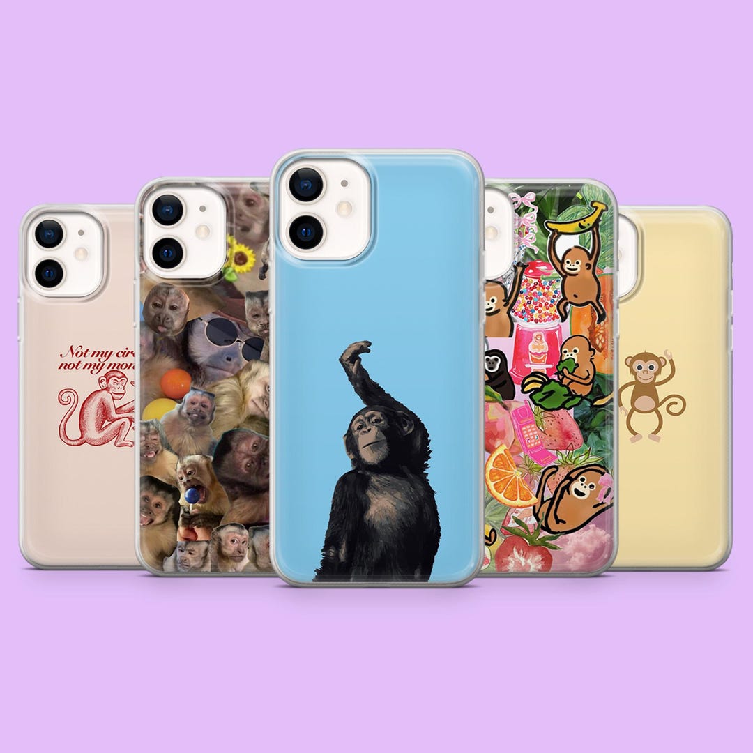 Funny Monkey Phone Case for Kids Cute Ape Cover for iPhone 16e, 15, 14