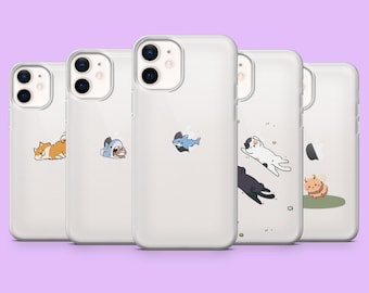 Clear Animal Phone Case Simple Cute Kawaii Cover for iPhone 17e, 17, 16Pro, 15, 14, 13, Samsung S26, S25, S24, A16, A56, Pixel 10Pro, 10A, 9