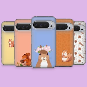 Cute Squirrel Phone Case Chipmunk Animal Cover for Google Pixel 10, 10Pro, 9A, 9, 9Pro, 8, 7, 6A, Samsung S26, S25, S24, S23, A16, iPhone 17