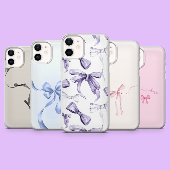 Bow Phone Case Girly Cute Blush Pink Ribbon Cover for iPhone
