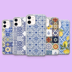 Spanische Muster Handyhülle Portugisisch Blau Tile Cover für iPhone 16E, 15, 14, 13, 12, 11, Samsung S25, S24, S23, S22, A16, A55, A35, Pixel 9