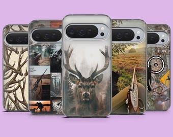 Funda para teléfono con diseño de caza de ciervos para Google Pixel 10, 10A, 10Pro, 9Pro, 9A, 9, 8A, 7, 6A, Samsung S26, S25, A17, A56, iPhone 17e, 16Pro