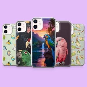 Tropical Parrot Phone Case Cockatoo Cute Bird Cover for iPhone 17, 17Air, 16Pro, 15, 14, 13, 12, Samsung S25, S24Fe, S23, A16, A56, Pixel 10