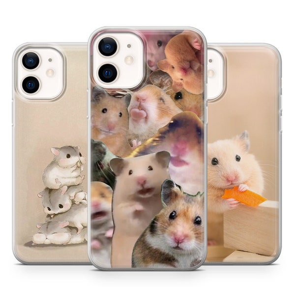 Hamster Phone Case Funny Rodent Cute Pet Cover for iPhone 15 Pro, 14, 13, 12, 11, Samsung S24 Ultra, S23FE, S22, A15, A54, A25, A14, Pixel 8
