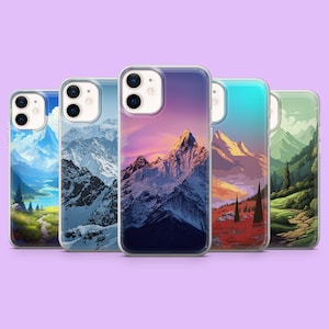 Étui pour téléphone montagne Wanderlust Landscape Cover pour iPhone 16Plus, 15, 14, 13, 12, Samsung S25+, S24, S23Fe, S22, A16, A55, A25, Pixel 9, 8A