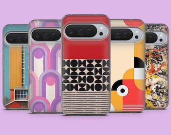 Funda Bauhaus con diseño de arte abstracto para Google Pixel 10, 10Pro, 9Pro, 9A, 9, 8A, 7, 6A, Samsung S25, S24, A16, A56, iPhone 17Air, 17, 16