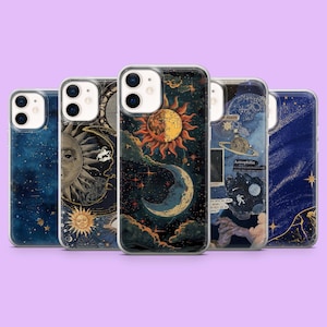 Space Phone Case Constellation Vintage Celestial Cover for iPhone 16, 15, 14, 13, 12, 11, Samsung S25, S24, S23, S22, A16, A55, A25, Pixel 9