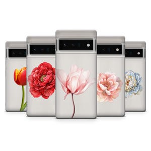 Klare Handyhülle Niedliche Blumen Floral Cover für Google Pixel 9, 9Pro, 8, 7Pro, 6, Samsung Galaxy S25, S24, S23, A16, A25, A55, iPhone 16, 15