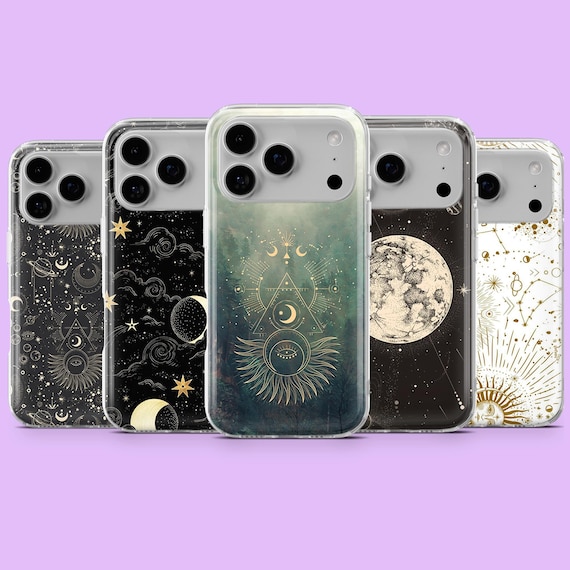 Witch Phone Case Tarot Astrology Planets Stars Cover for iPhone 17, 17Air, 16Pro, 15, 14, 13, 12, Samsung S25, S24, S23, A16, A56, Pixel 10