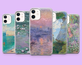 Monet Handyhülle Vintage Art Claude Painting Cover für iPhone 15 Pro, 14, 13, 12, 11, Samsung S24 Ultra, S23FE, S22, A15, A54, A25, Pixel 8