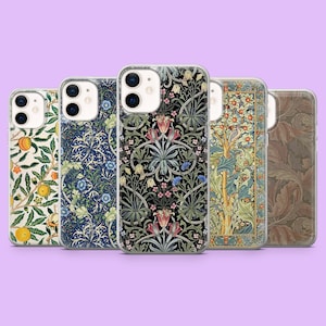 Vintage Aesthetic Phone Case Art William Morris Print Cover for iPhone 15 Pro, 14, 13, 12, 11, Samsung S24, S23FE, S22, A15, A54,A25,Pixel 8