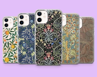 Vintage Aesthetic Phone Case Art William Morris Print Cover for iPhone 15 Pro, 14, 13, 12, 11, Samsung S24, S23FE, S22, A15, A54,A25,Pixel 8