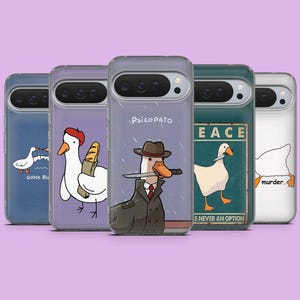 Funda para teléfono con meme de animales, diseño de ganso y pato para Google Pixel 10, 10Pro, 9, 9A, 9Pro, 8, 7, 6A, Samsung S25, S24, S23, S22, A16 y iPhone 17