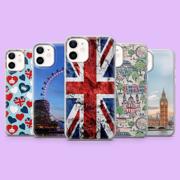 London Phone Case British UK England London Cover for iPhone 15, 14, 13, 12, 11, Xr, Samsung S23 Ultra, S22, S21FE,A54,A34,A14, Pixel 8, 7A