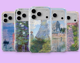Monet Phone Case Painting Art Claude Monet Cover for iPhone 17Pro, 17, 16, 15, 14, 13, 12, Samsung S25, S24, S23Fe, A16, A56, Pixel 10, 9Pro