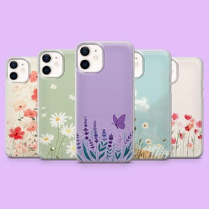 Custodia per telefono Botanical Phone Case con motivo floreale minimalista per iPhone 16, 15, 14, 13, 12, 11, Samsung S25+, S24, S23, S22, A16, A55, A25, Pixel 9