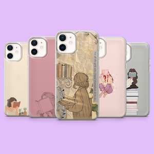 Book aesthetic Phone Case Bookish Literary Cover for iPhone 17, 17Air, 16, 15, 14, 13, 12, Samsung S25, S24, S23Fe, A16, A56, Pixel 10Pro, 9