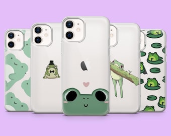 Transparent Frog Phone Cases Cutesy Clear Toad Cover for iPhone 16, 15, 14, 13, 12, 11, Samsung S25+, S24, S23, S22, A16, A55, A25, Pixel 9