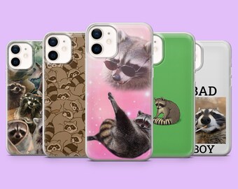 Racoon Phone Case Animal Meme Funny Raccoon Cover for iPhone 17Pro, 16e, 15, 14, 13, 12, Samsung S25, S24, S23, A16, A56, Pixel 10Pro, 9A, 8