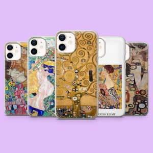 Gustav Klimt Phone Case Lovely Art Klimt Masterpiece Cover for iPhone 15, 14, 13, 12, 11, Samsung S24, S23FE, S22, A15, A54, A25,A14,Pixel 8