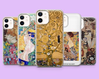 Gustav Klimt Coque de portable Belle oeuvre d'art Klimt Masterpiece Cover pour iPhone 15, 14, 13, 12, 11, Samsung S24, S23FE, S22, A15, A54, A25, A14, Pixel 8