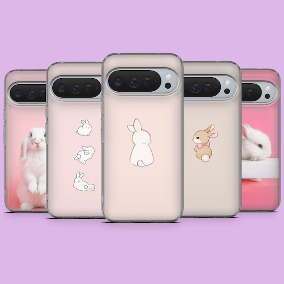 Rabbit Phone Case Cute Kawaii Bunny Cover for Google Pixel 10Pro, 9Pro, 8A, 7Pro, 7, 6A, Samsung S26Ultra, S25Fe, A17, A16, A56, iPhone 17e